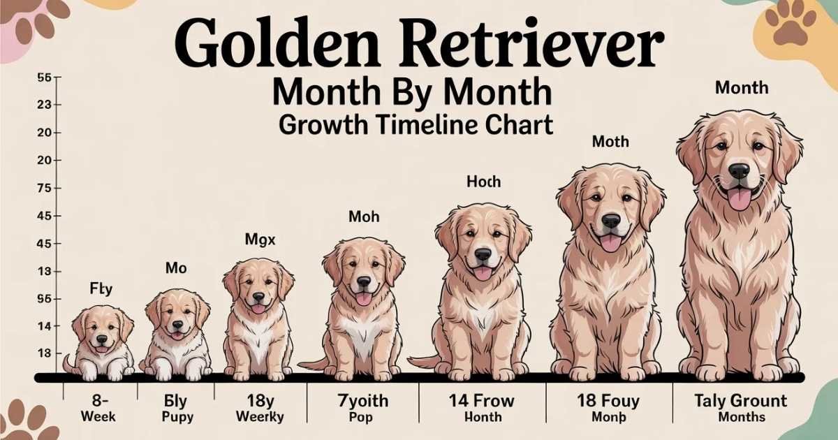 Golden Retriever month by month growth timeline chart