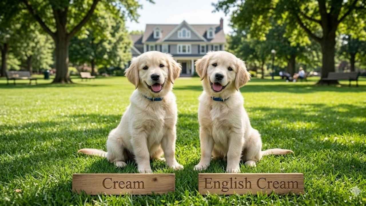 Comparison of cream golden retriever and English cream golden retriever