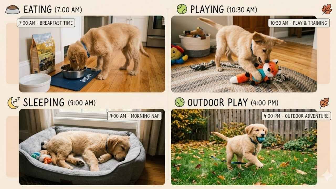 How to Take Care of a Golden Retriever Puppy with daily routine and structured feeding and playtime