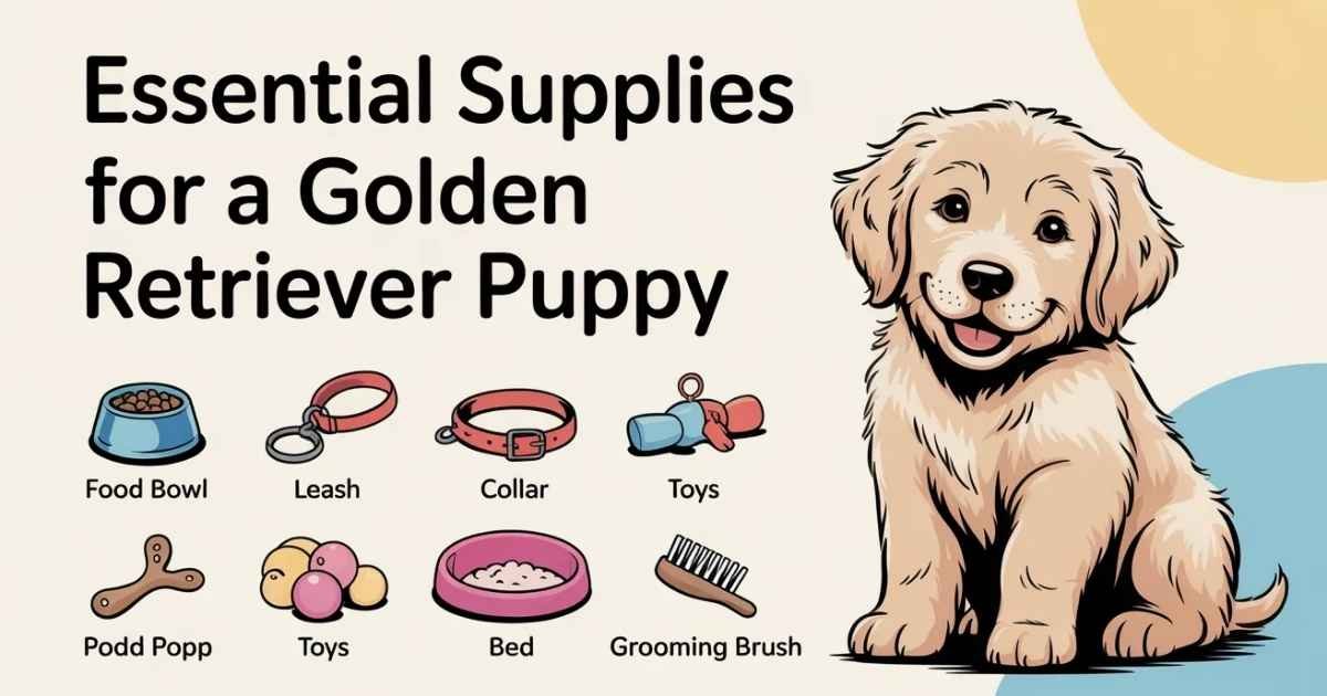 essential supplies for golden retriever puppy food bowl toys crate