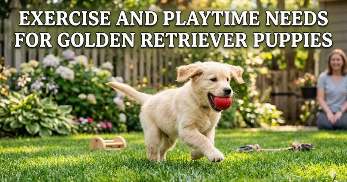 golden retriever puppy exercise playing fetch in park