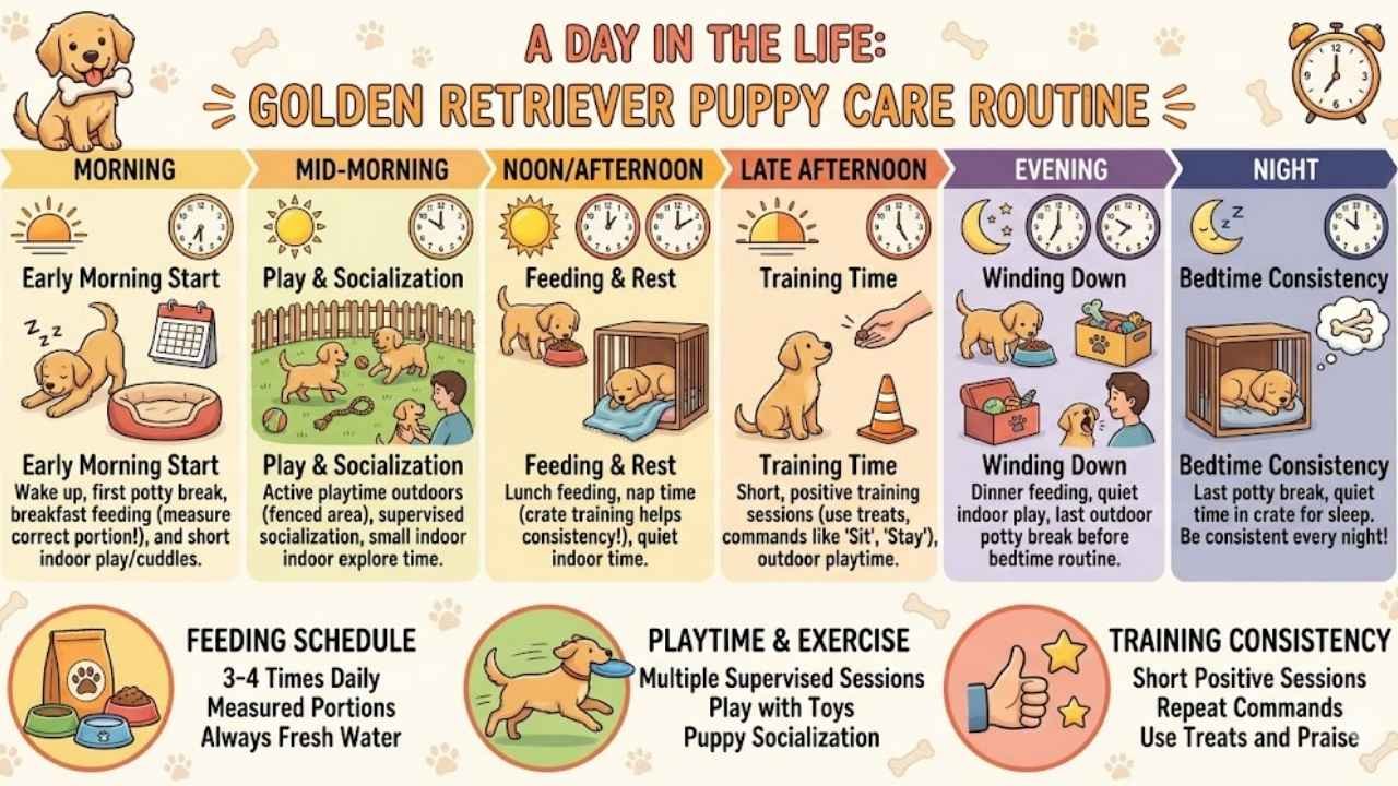 How to Take Care of a Golden Retriever Puppy with healthy diet and nutrition, protein-rich food, and portion control