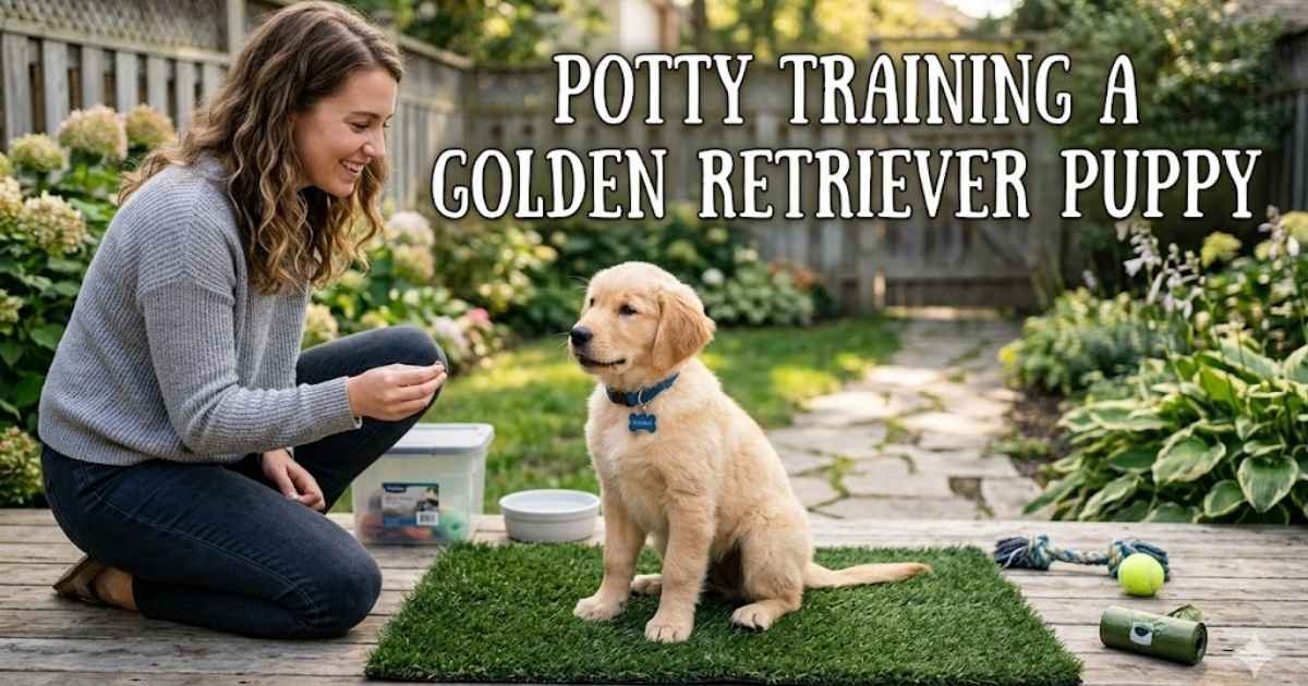 potty training golden retriever puppy outside grass training