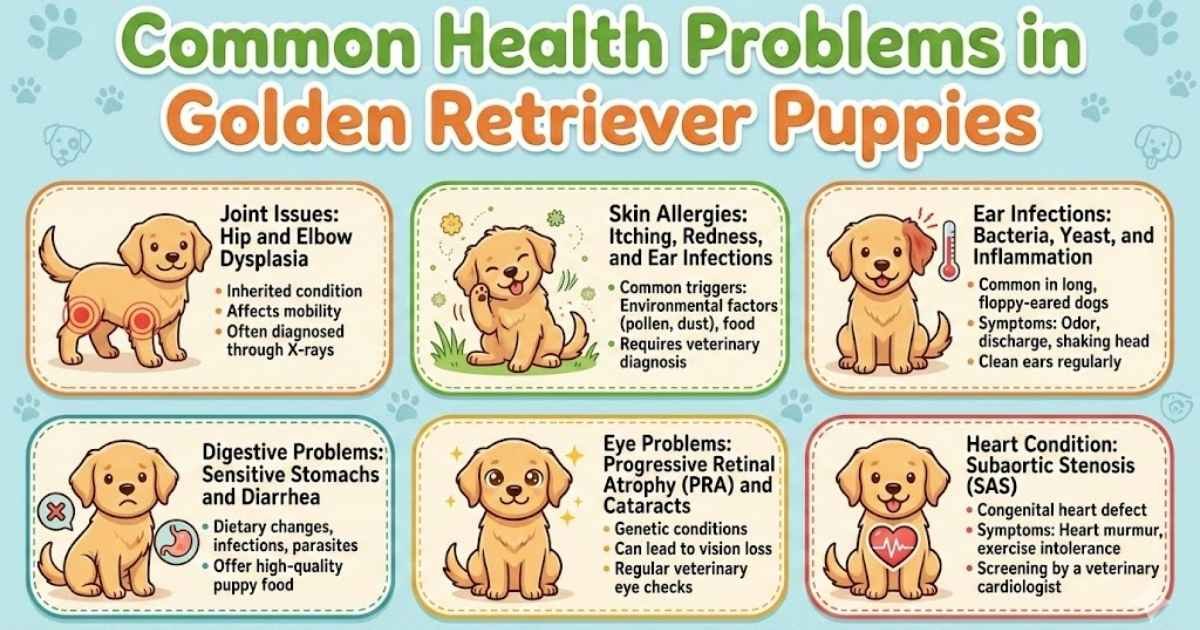 Golden Retriever puppy at veterinarian exam for vaccinations