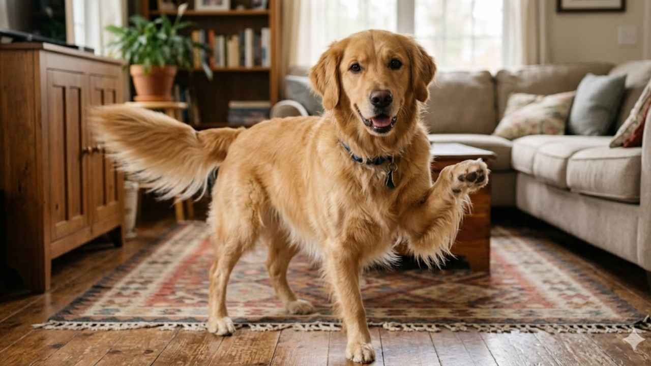 Golden Retriever body language explained with pawing, tail wagging, and expressive eyes for communication signals
