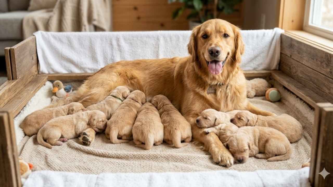How many puppies can a golden retriever have showing 4 to 12 puppies and golden retriever litter size