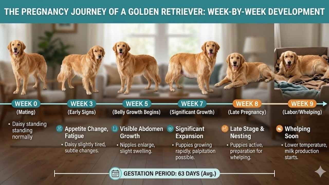How long are golden retrievers pregnant image showing golden retriever pregnancy days and dog gestation period length