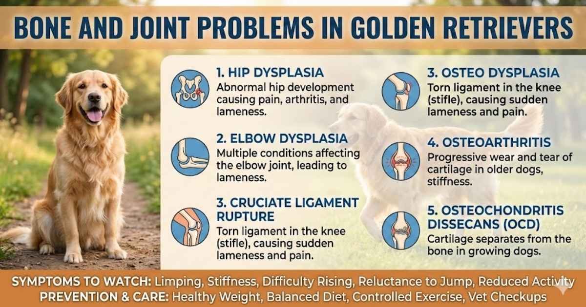 Golden Retriever with hip and elbow joint issues – joint problems in dogs
