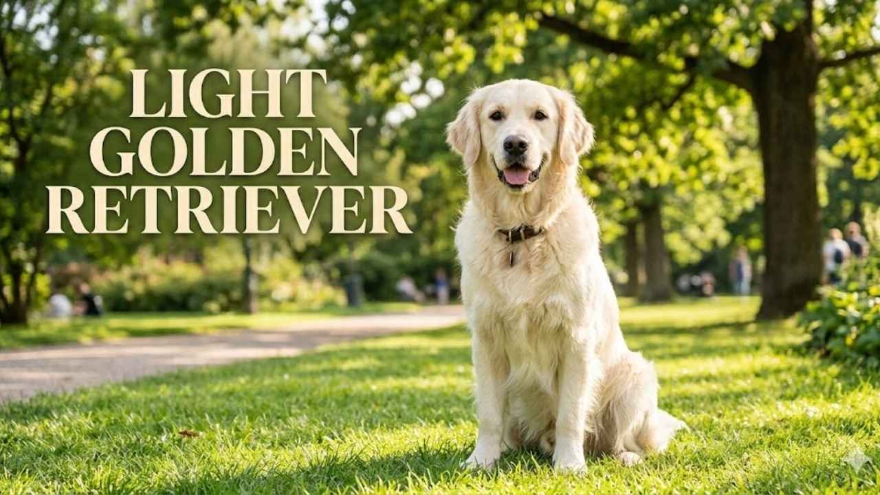 Light golden retriever with soft coat showing golden retriever coat colors and cream golden retriever shade