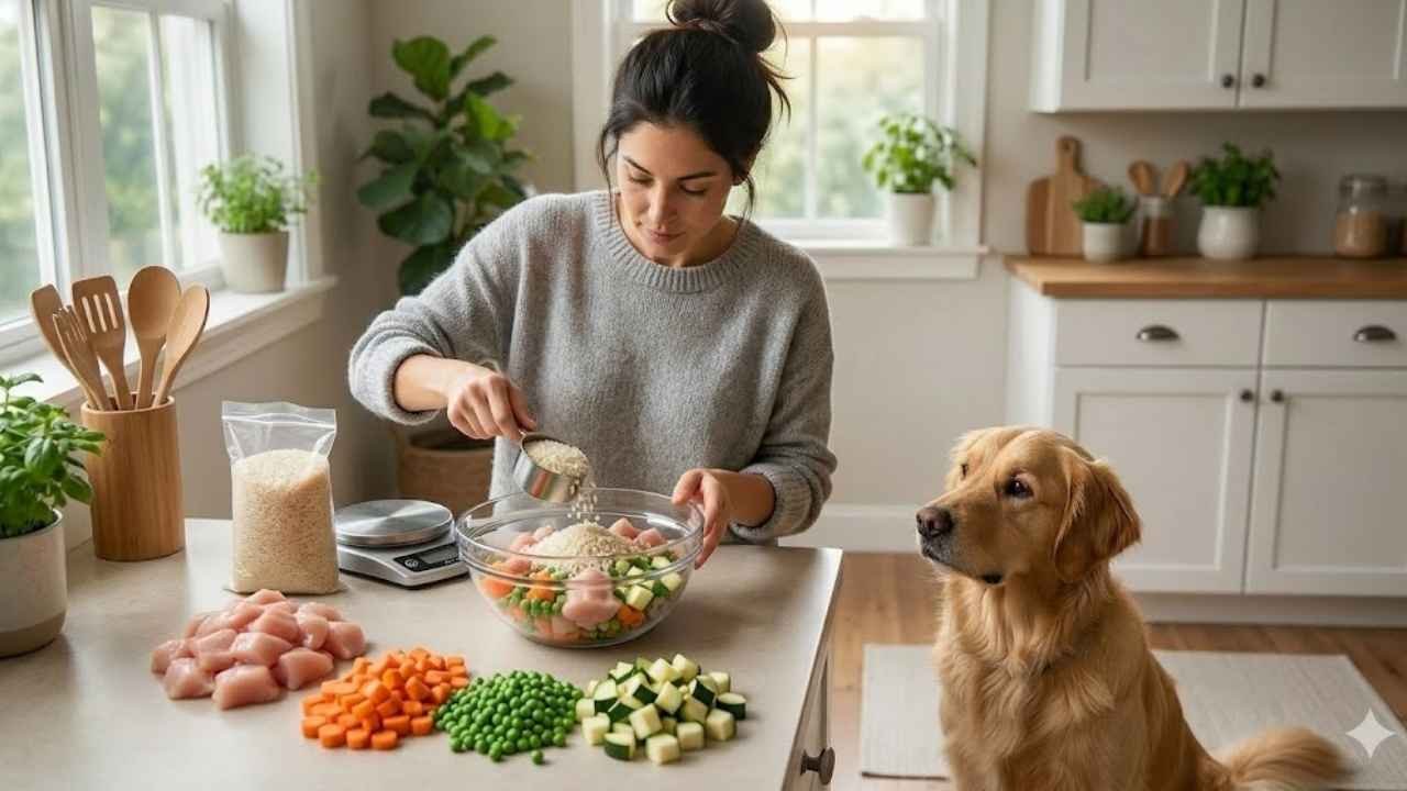 safe preparation of homemade dog food measuring ingredients