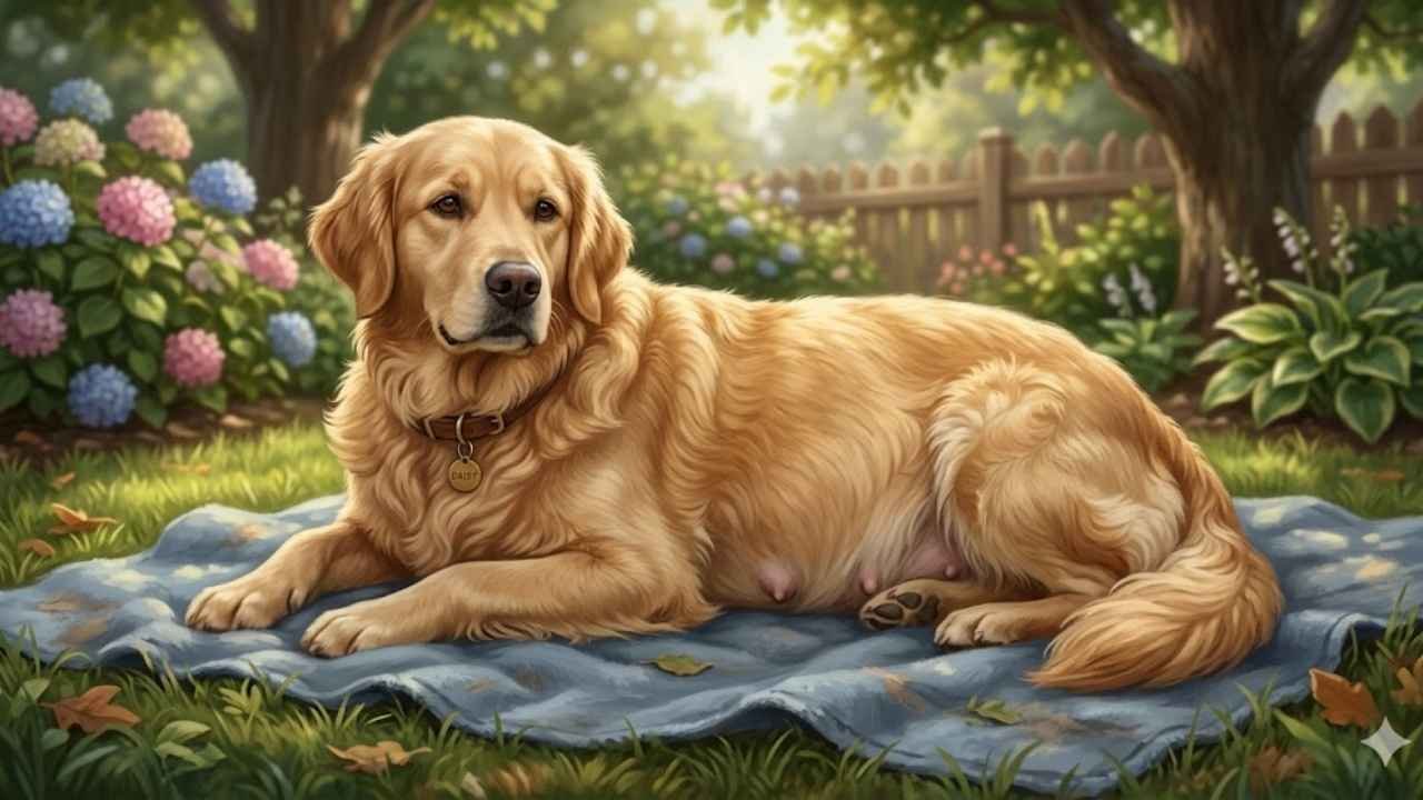 Signs your golden retriever is pregnant showing increased appetite in pregnant dog and weight gain