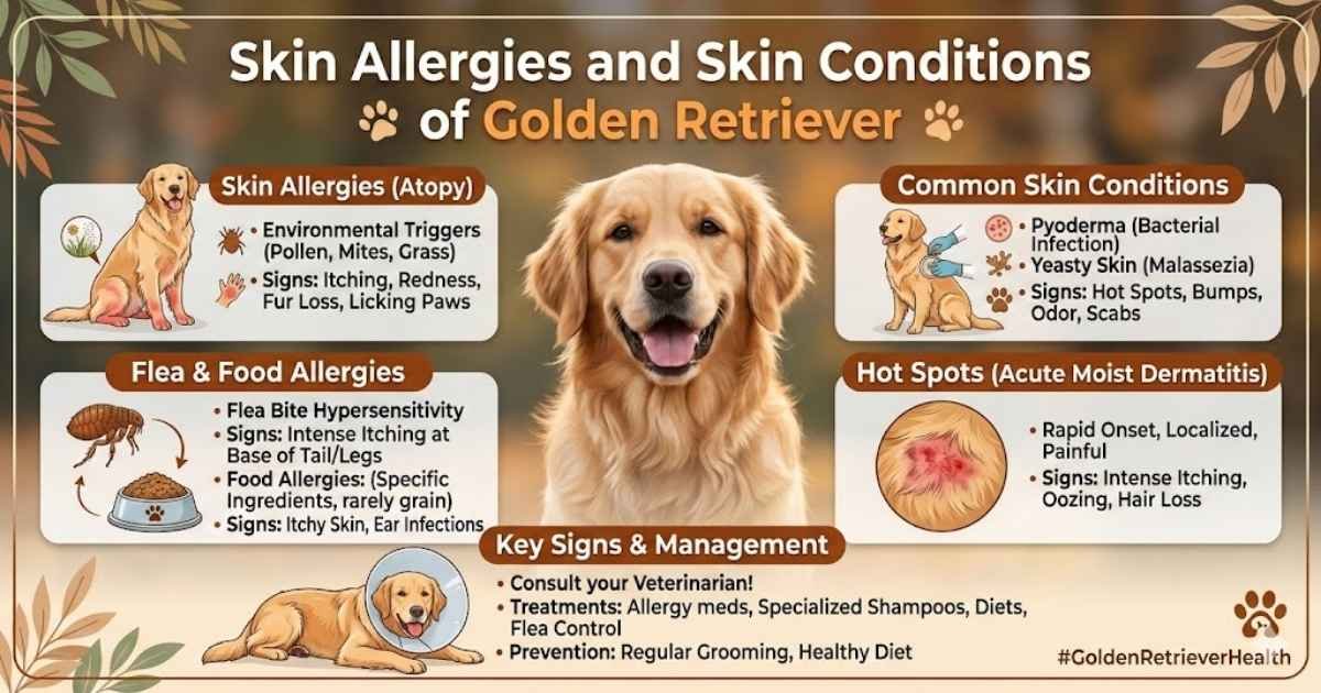Golden Retriever with skin allergies and irritation