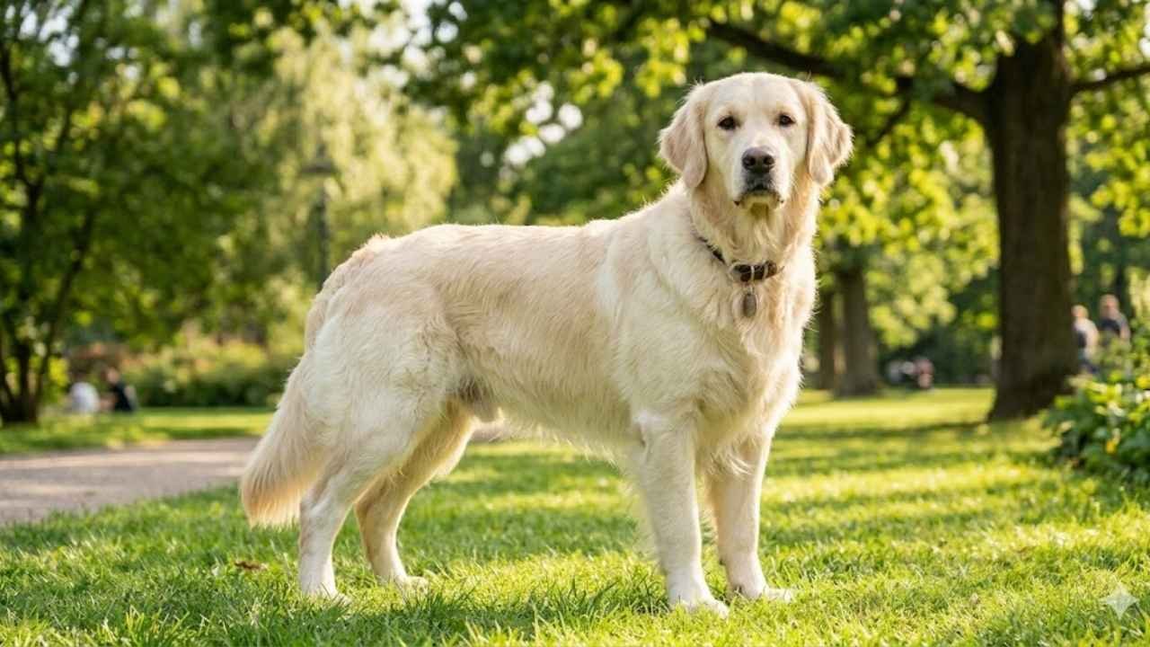light golden retriever showing golden retriever breed standard and light golden retriever color