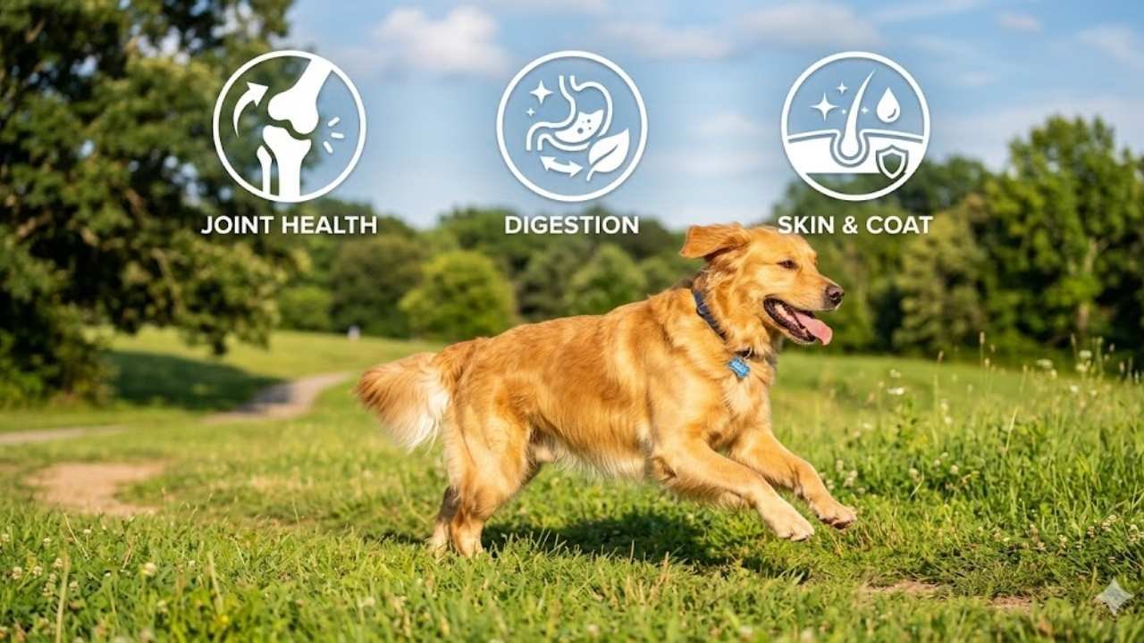 Best supplements for Golden Retrievers improving mobility, digestion, skin and coat health