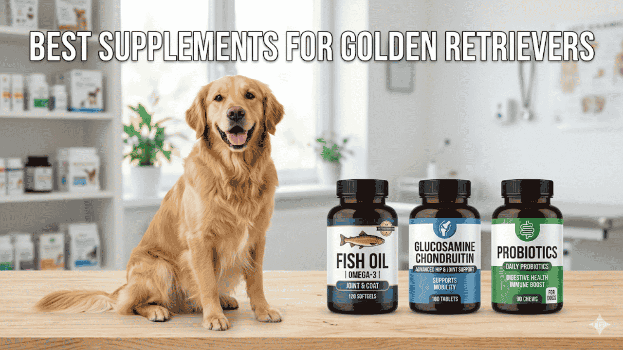 Best supplements for Golden Retrievers featuring joint support, skin and coat health supplements for dogs