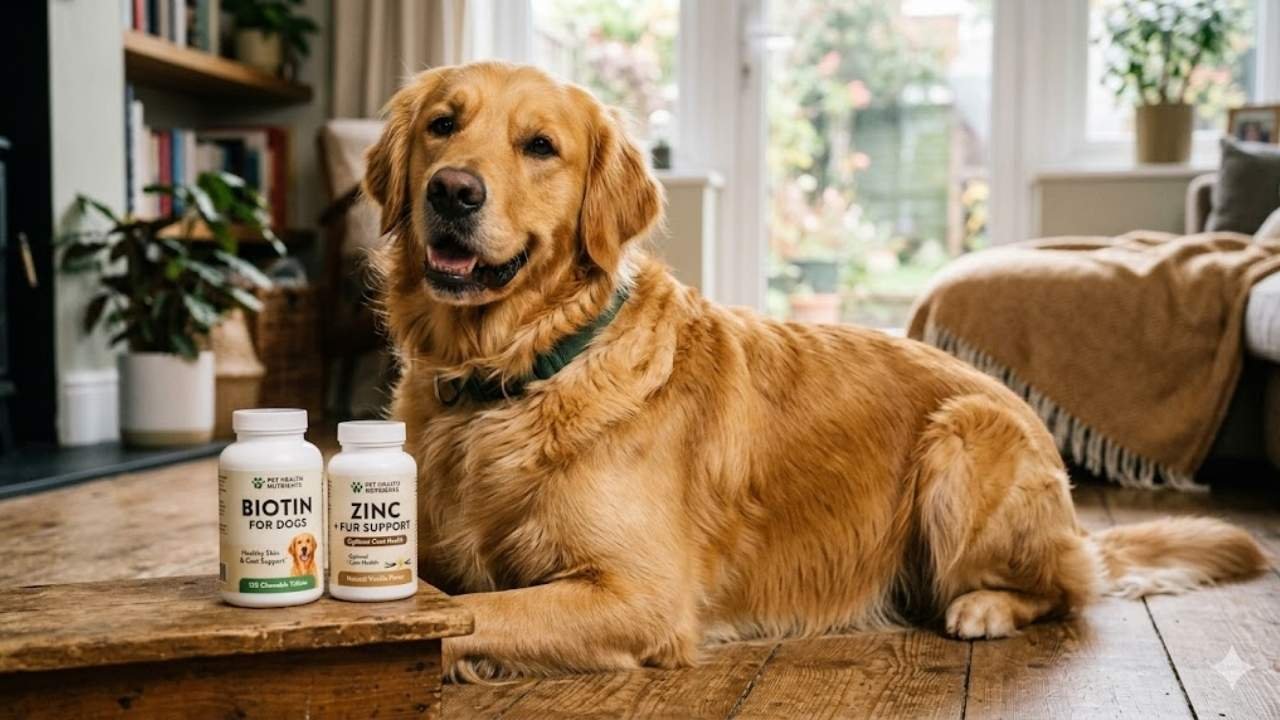Best supplements for Golden Retrievers with biotin and zinc for skin and coat health
