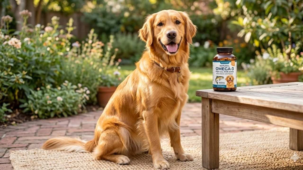 Golden Retriever shedding solutions omega-3 supplements for healthy shiny coat improvement