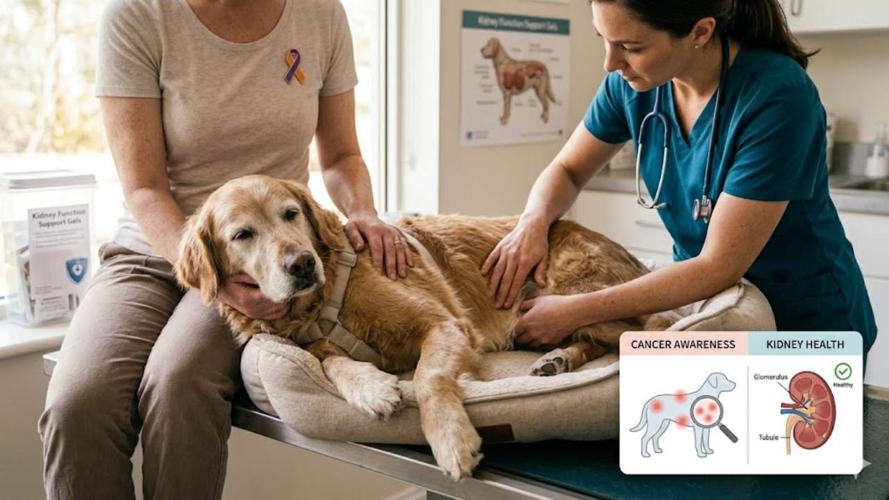 Golden Retriever health problems by age including cancer, kidney disease, and cognitive dysfunction