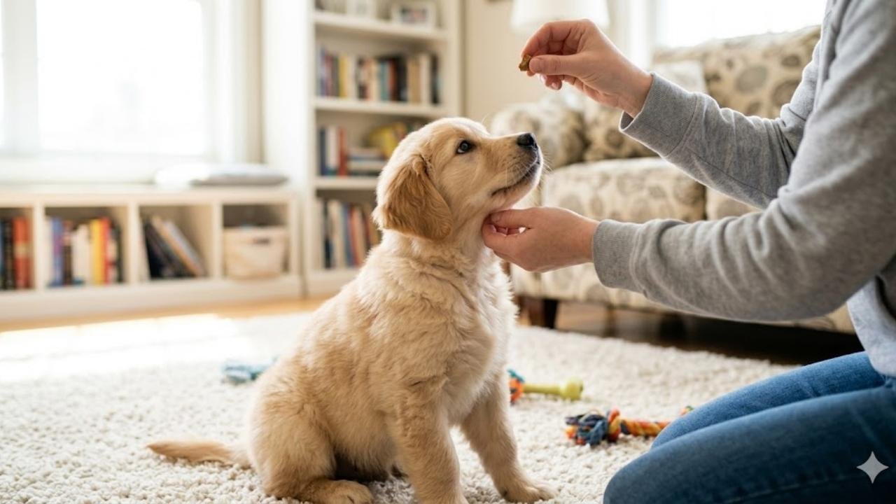 Golden Retriever training tips for beginners starting puppy training at 8 weeks old