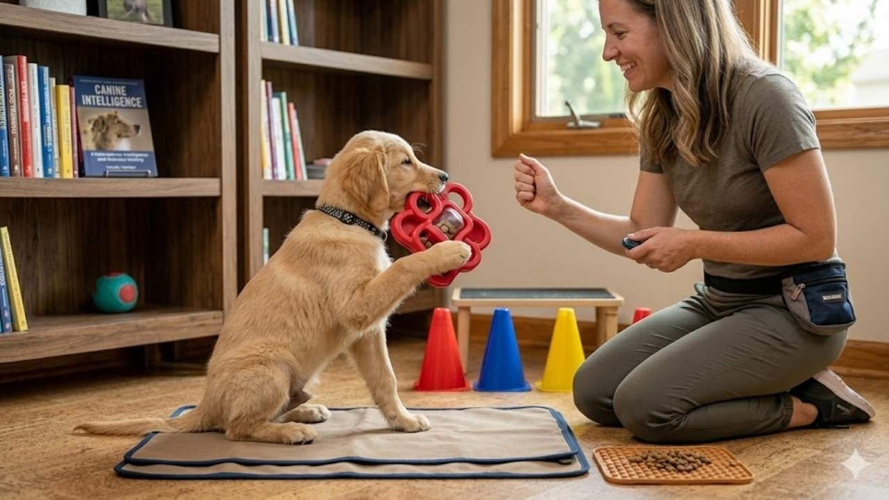 Golden Retriever training tips for beginners focusing on intelligence and easy obedience training