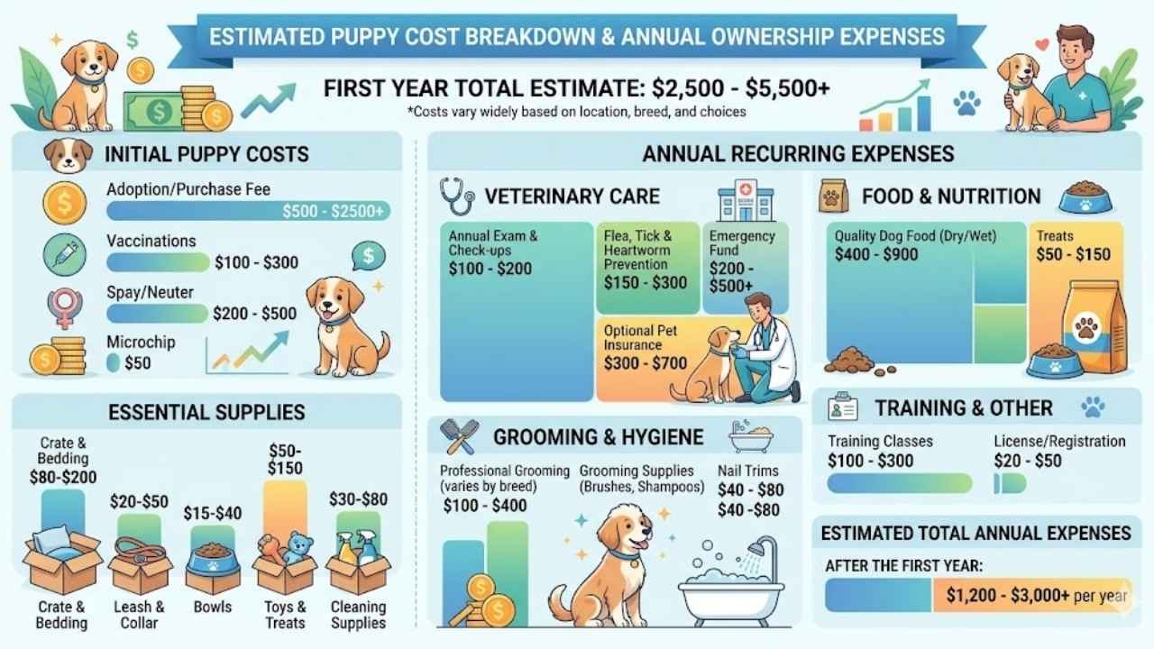 Cost breakdown chart for owning a Golden Retriever.
